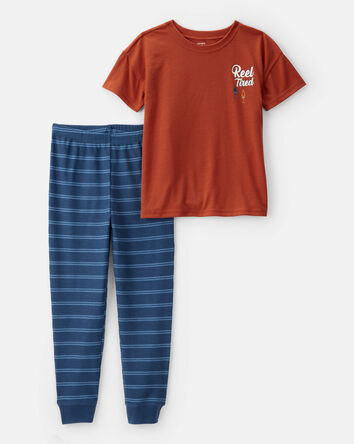 Boys 2-Piece Bear Fishing Loose Fit Pajamas, 