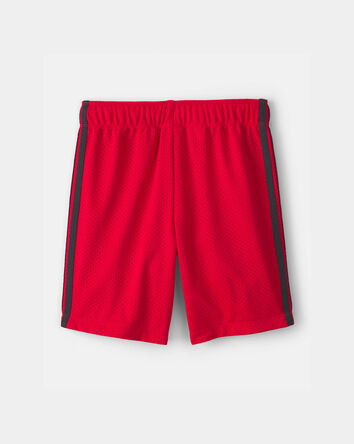 Gar&ccedil;ons - Short de sport en maille, &agrave; rayures - Rouge, 