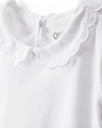 Baby Scalloped Collar Short-Sleeve Bodysuit - White, 