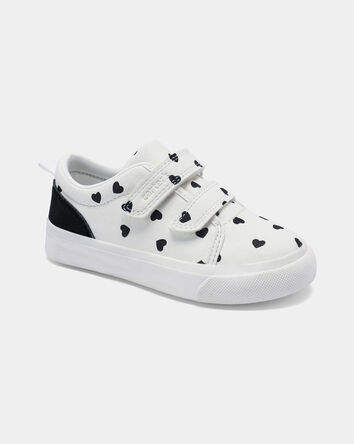 Tout-petit fille - Chaussures tout aller &agrave; imprim&eacute; de coeurs - Blanc/Noir, 