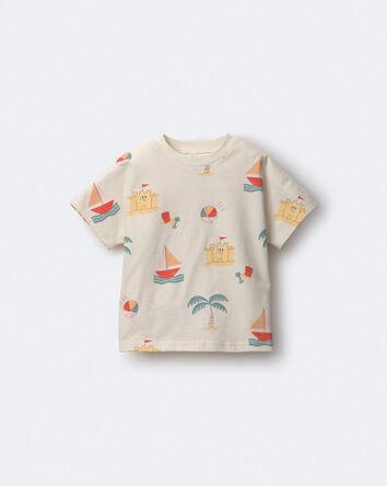 Tout-petit - T-shirt &agrave; manches chauve-souris &agrave; imprim&eacute; ch&acirc;teau de sable &ndash; Cr&egrave;me, 
