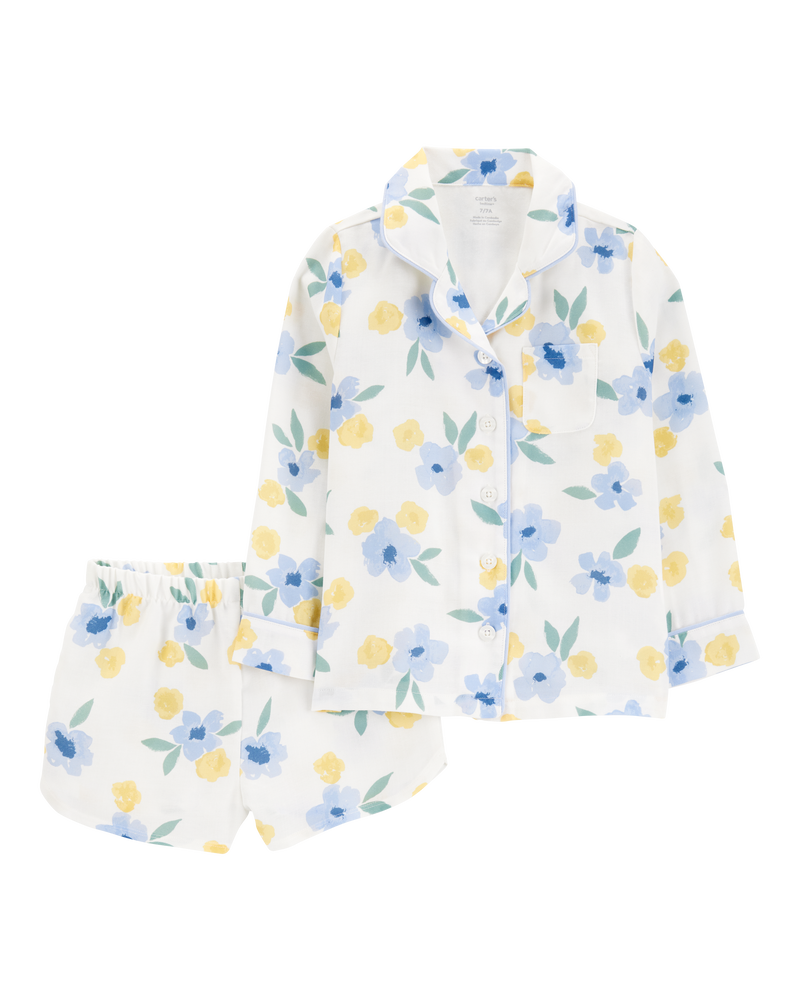 Kid Floral Loose Fit Ribbed 2-Piece Pyjamas, image 1 of 3 slides