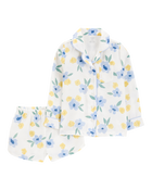 Kid Floral Loose Fit Ribbed 2-Piece Pyjamas, image 1 of 3 slides