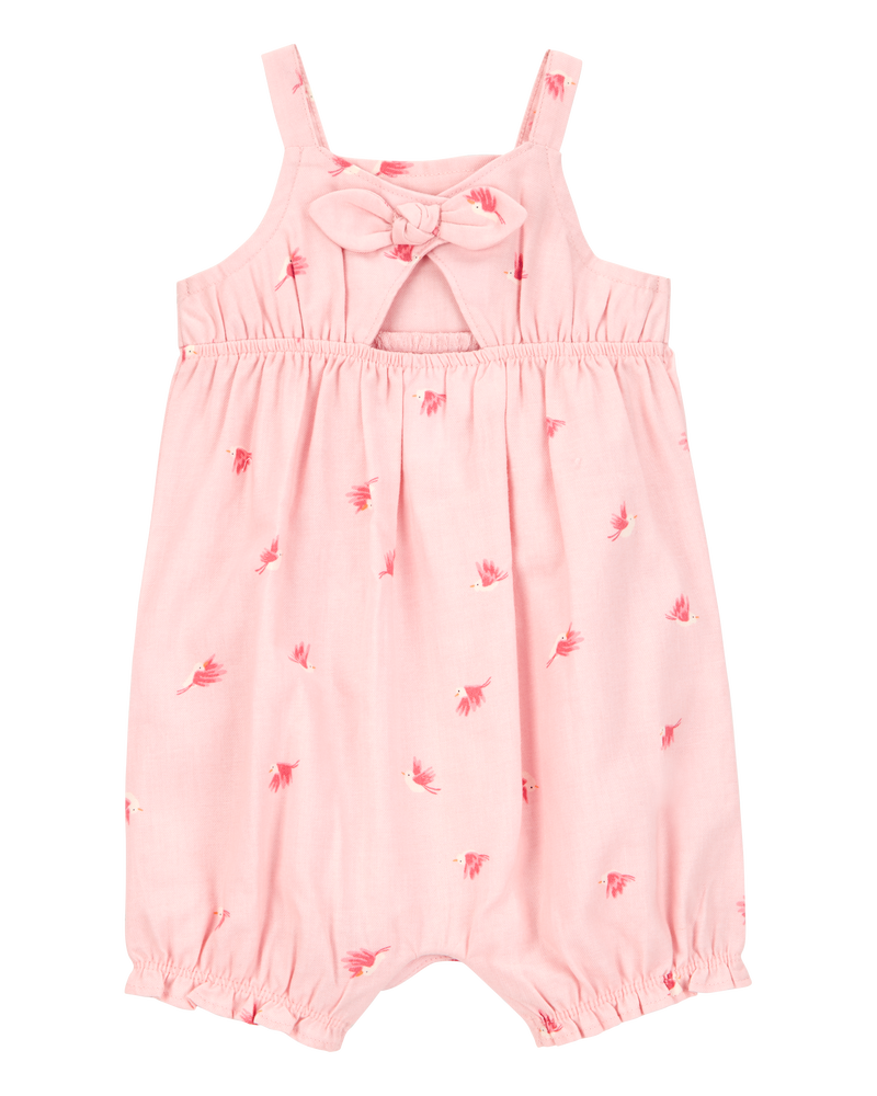 Baby Girl Bird Print Tank Romper - Pink, image 2 of 4 slides