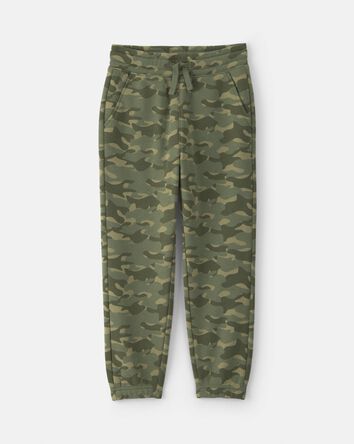 Boys Camo Fleece Joggers - Olive Green, 