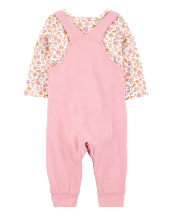 Bébé Ensemble 2 pièces t-shirt fleuri à manches longues et salopette , 
