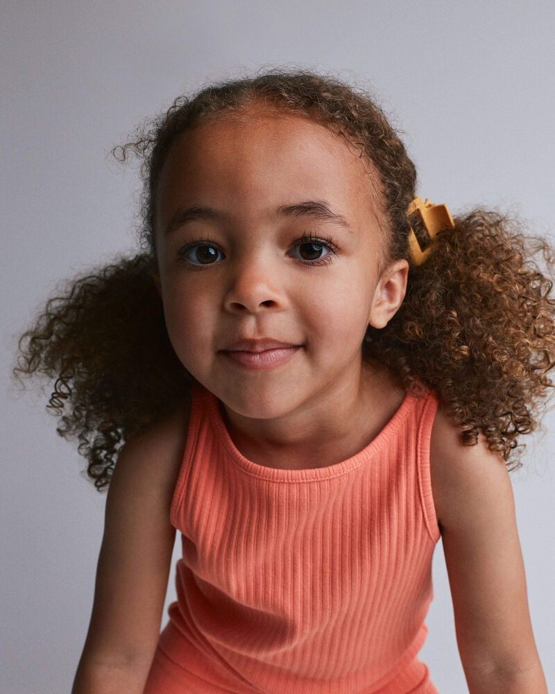 Toddler Girl Ribbed Playtime Tank - Coral, image 1 of 5 slides