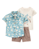 Baby 3-Piece Beach Print Little Short Set, image 1 of 6 slides