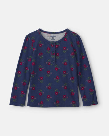 Toute-petit fille - Haut manches longues &agrave; motif floral &ndash; Bleu marine, 