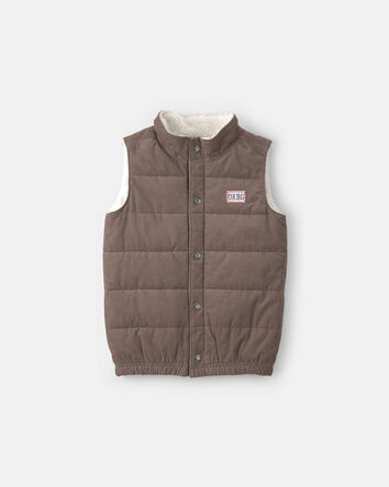 Boys Quilted Corduroy Vest - Brown, 