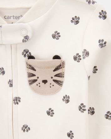 Baby Tiger Print 2-Way Zip Cotton Sleeper, 