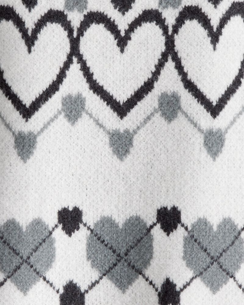 Girls Heart Sweater - White, image 2 of 3 slides