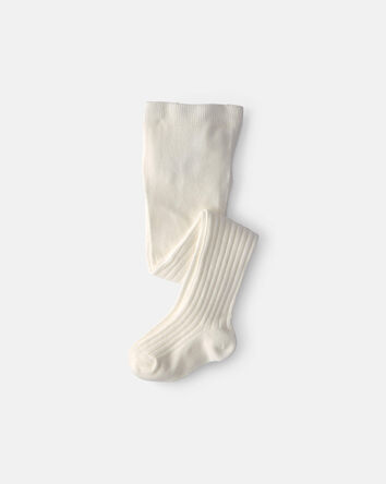 Girls Ribbed Tights &ndash; Ivory, 