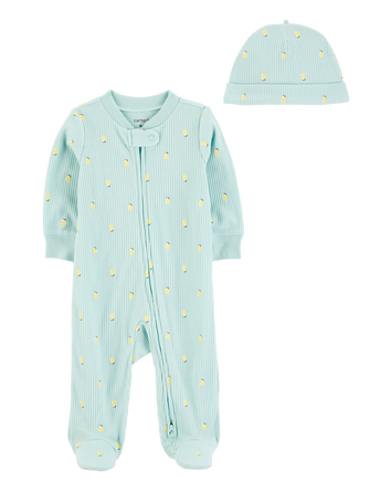 Baby 2-Piece Lemon 2-Way Zip Sleeper Pyjamas - Blue, 