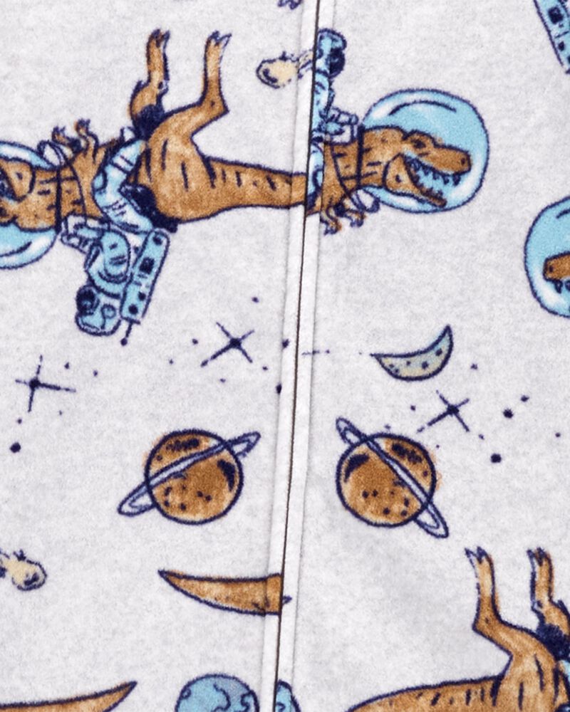 Kid 1-Piece Space Dinosaur Fleece Footie Pyjamas, image 2 of 3 slides