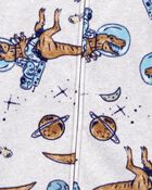 Kid 1-Piece Space Dinosaur Fleece Footie Pyjamas, image 2 of 3 slides