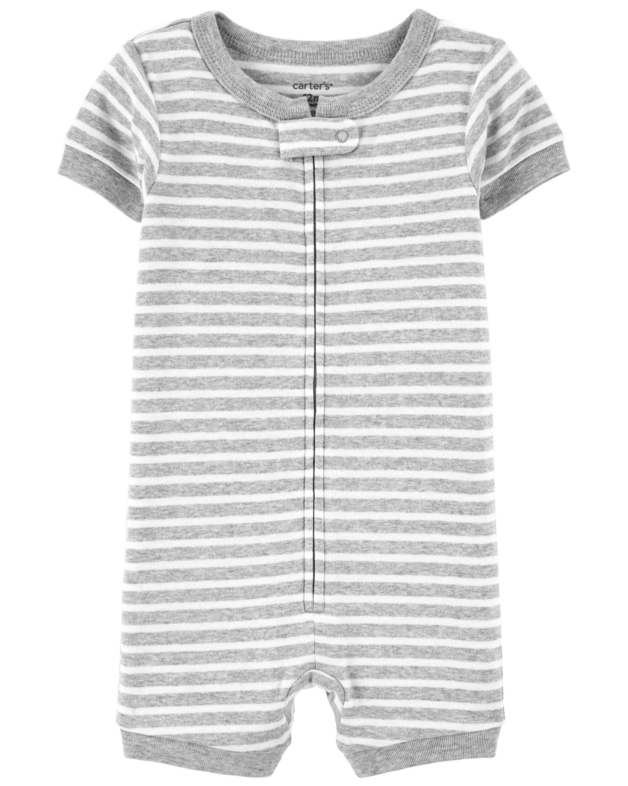 1 Piece Striped 100 Snug Fit Cotton Romper Pyjamas