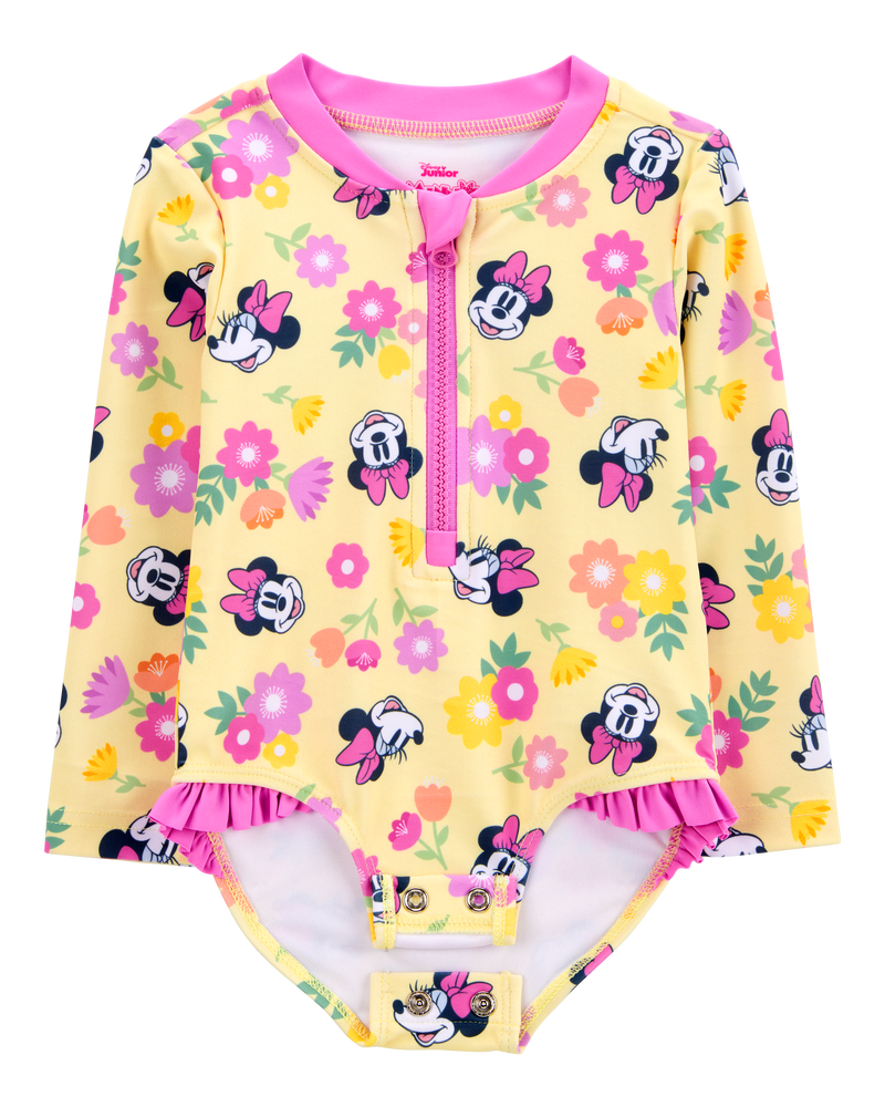 Baby Disney&copy; Minnie Mouse 1-Piece Rashguard Swimsuit - Yellow/Pink, image 2 of 4 slides