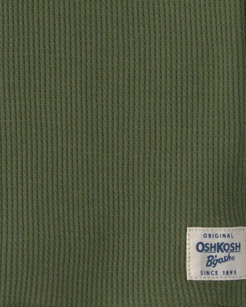 Tout-petit fille T-shirt henley manches longues isotherme - Vert olive, image 2 sur 2 diapositives