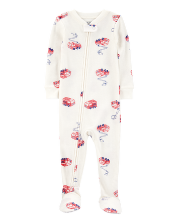 Toddler 1-Piece Fire Truck Thermal Footie Pyjamas, 