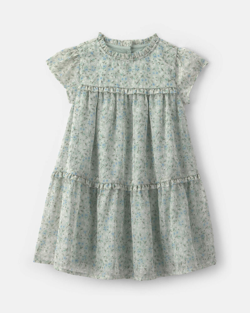 Toddler Girl Floral Occasion Dress - Green, image 1 of 4 slides