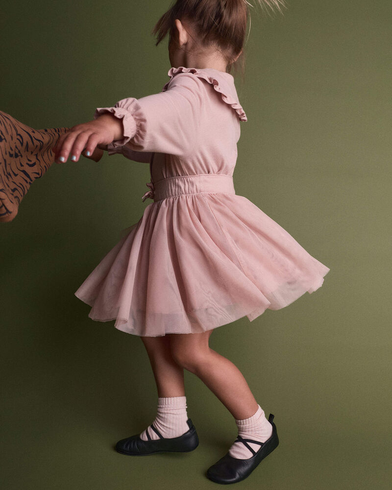 Toddler Girl Peter Pan Collar Top - Blush, image 4 of 5 slides