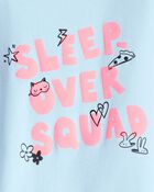 Girls 100% Cotton Snug Fit 4-Piece Pyjamas - Blue/White, image 2 of 4 slides