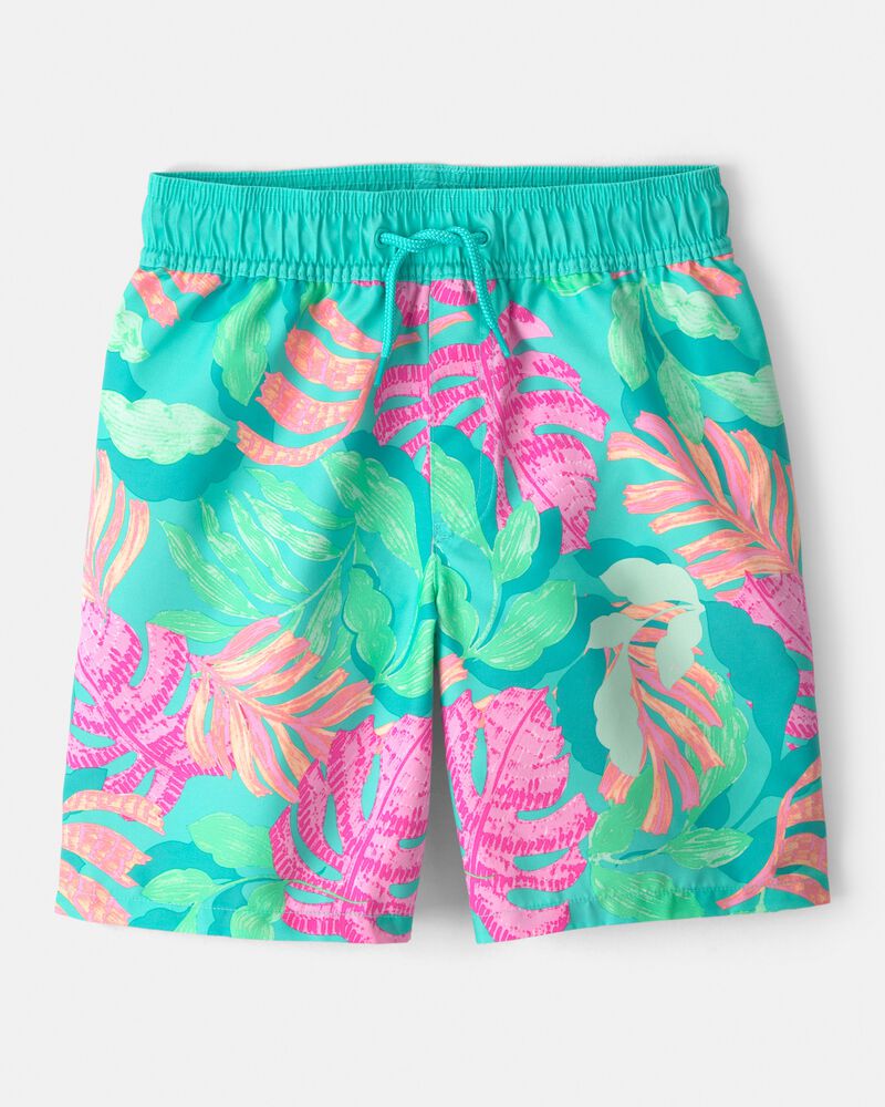 Boys Tropical Swim Trunks - Teal, image 1 of 4 slides