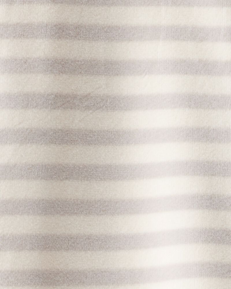 Baby Valentine's Day Striped DreamPlush Snug Fit 2-Way Zip Sleeper - Grey, image 4 of 5 slides