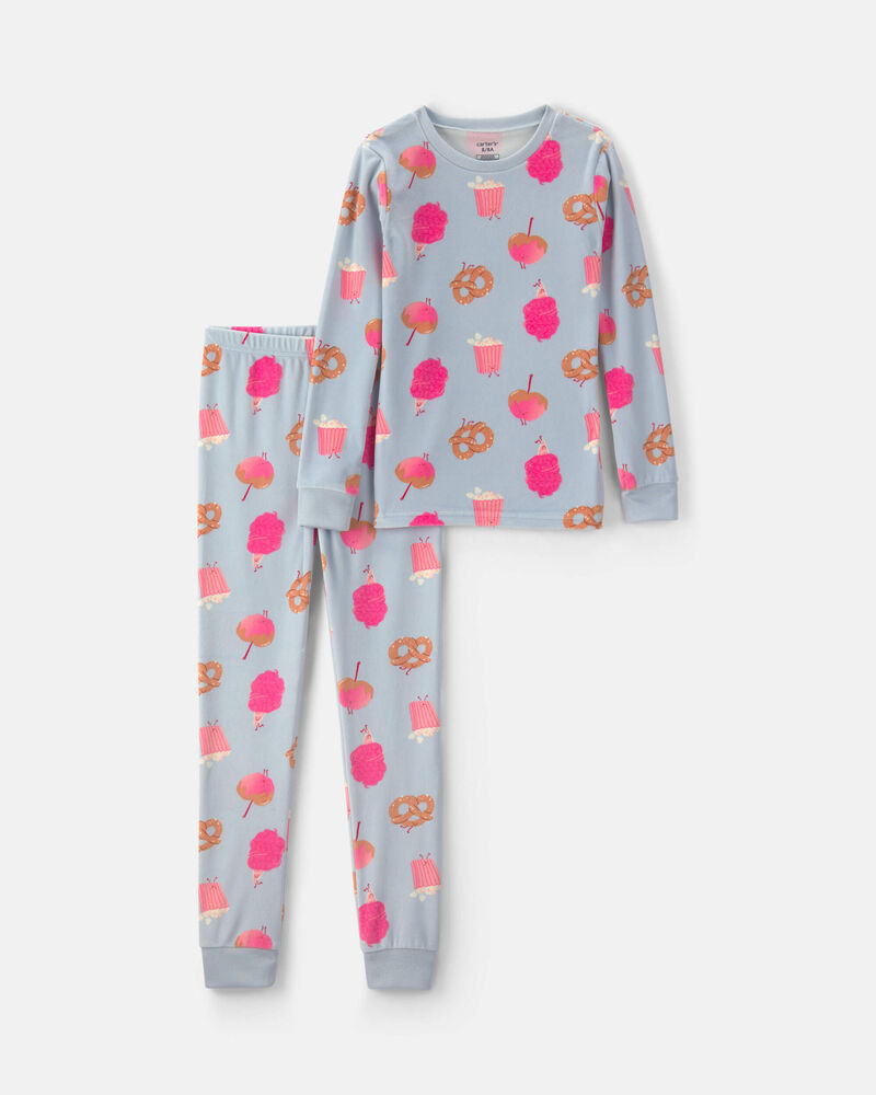 Girls 2-Piece Festival Treats DreamPlush Snug Fit Pyjama Set - Blue, image 1 of 3 slides