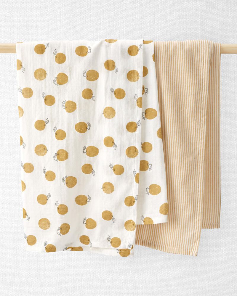 2-Pack Organic Cotton Muslin Swaddle Blankets, image 2 of 3 slides