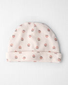 Baby Girl Organic Cotton Rib Cap in Strawberry Print, image 1 of 3 slides