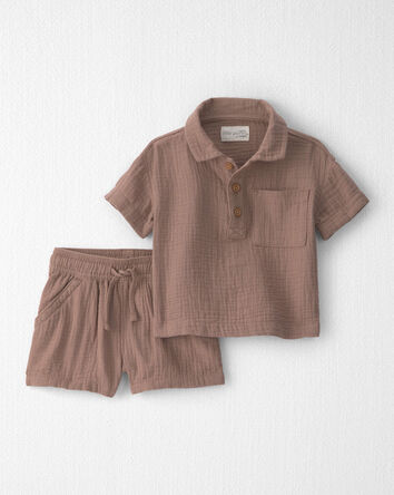 Baby Boy 2-Piece Organic Cotton Gauze Top & Short Set, 
