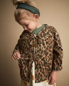 Toddler Girl Bow Jacket in Leopard - Tan, image 1 of 5 slides