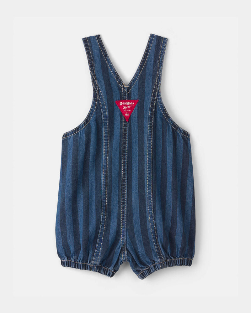 Baby Striped Denim Shortall - Dark Wash, image 7 of 9 slides
