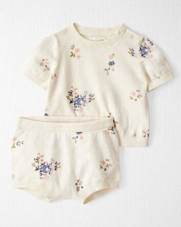 Baby 2-Piece Organic Cotton Floral-Print Sweater Set, 