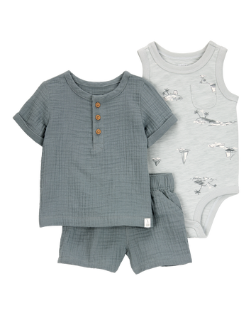 Baby 3-Piece Outfit Set - Grey, 