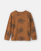 Gar&ccedil;ons - T-shirt manches longues &agrave; motif dinosaure &ndash; Brun, image 1 sur 2 diapositives