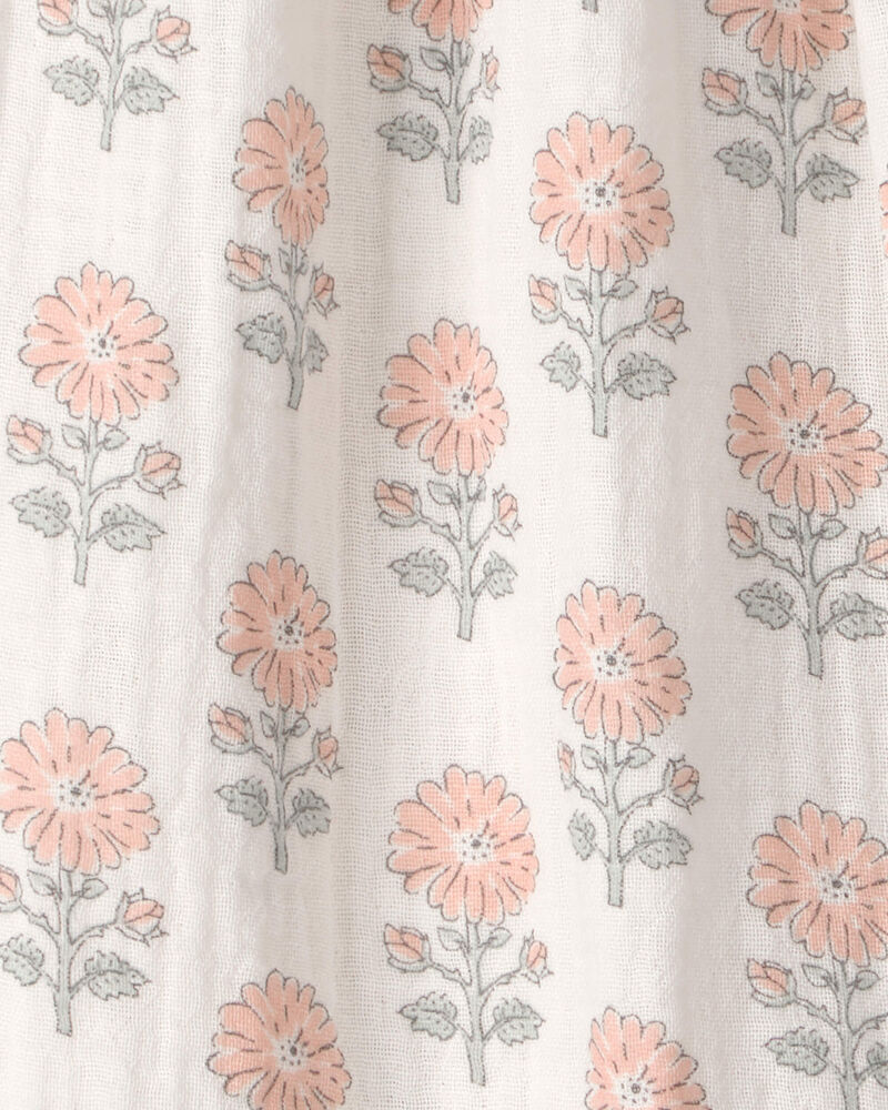 B&eacute;b&eacute; fille - Combinaison en tissu gaze de coton biologique &agrave; motif floral, image 4 sur 4 diapositives