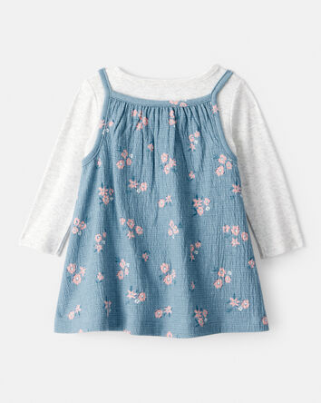 Bébé fille - Ensemble 2 pièces robe fleurie - Bleu, 