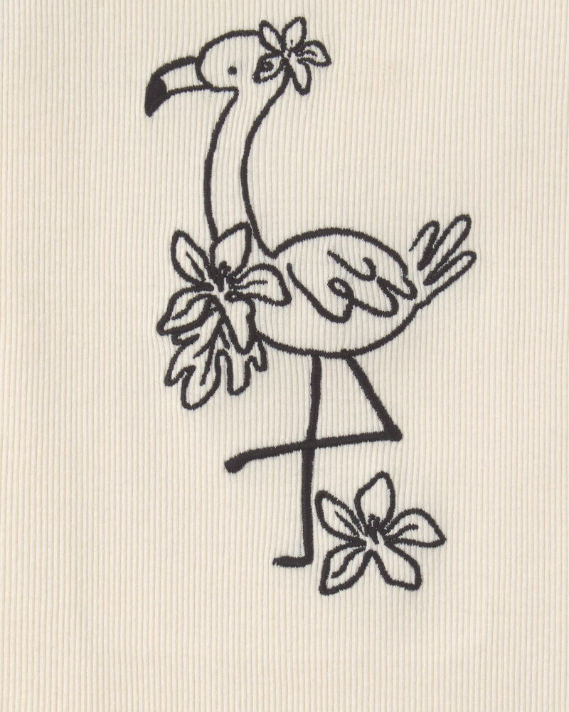 Tout-petit fille - D&eacute;bardeur &agrave; broderie flamant - Cr&egrave;me, image 5 sur 5 diapositives