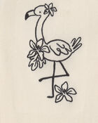 Tout-petit fille - D&eacute;bardeur &agrave; broderie flamant - Cr&egrave;me, image 5 sur 5 diapositives