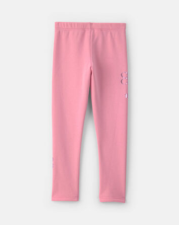 Girls Floral Fleece Pull-On Stretch Leggings - Pink, 