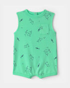 Baby Boy Shark Sleeveless Romper - Green, image 1 of 3 slides