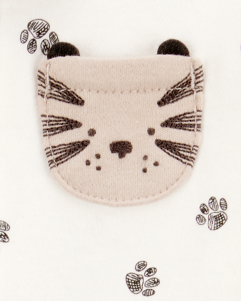 Baby Boy Tiger Print 2-Way Zip Cotton Sleeper, image 3 of 4 slides