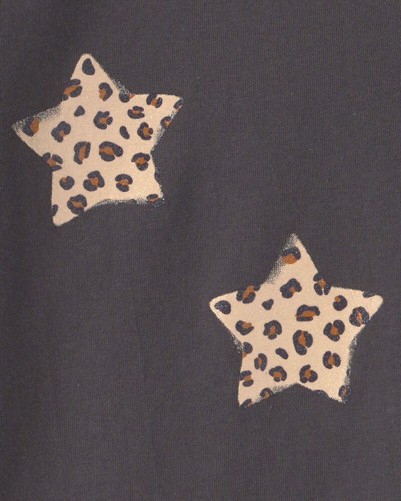 Toute-petit fille - T-shirt manches longues &agrave; imprim&eacute; &eacute;toiles l&eacute;opard &ndash; Noir, image 2 sur 2 diapositives