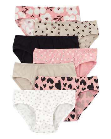 Kid 7-Pack Leopard Hipster Stretch Cotton Undies, 