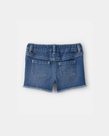Baby Girl Daisy Denim Embroidered Shorts - Dark Wash, 