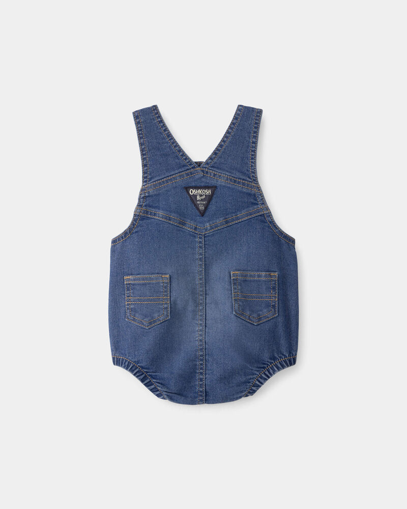 Baby Disney&copy; Winnie the Pooh Embroidered Stretch Denim Bubble Romper - Medium Wash, image 6 of 7 slides