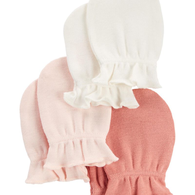 Pink/White 3Pack Mittens